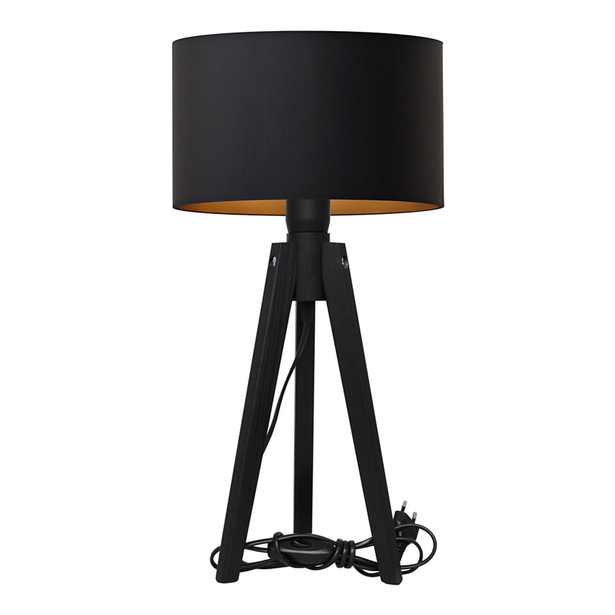 Lámpara de mesa ALBA 1xE27/60W/230V negro/dorado/pino