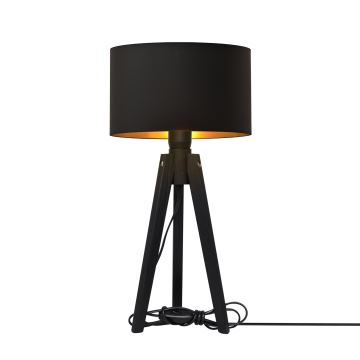 Lámpara de mesa ALBA 1xE27/60W/230V negro/dorado/pino