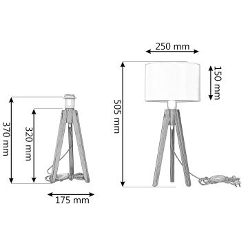 Lámpara de mesa ALBA 1xE27/60W/230V negro/dorado/pino