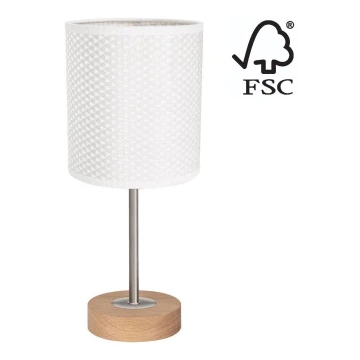 Lámpara de mesa BENITA 1xE27/60W/230V 30 cm blanco/roble – FSC Certificado