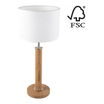 Lámpara de mesa BENITA 1xE27/60W/230V 61 cm blanco/roble – FSC Certificado