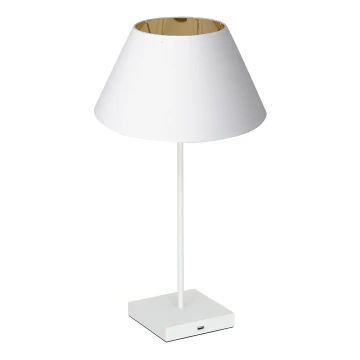 Lámpara de mesa con conector USB 1xE27/60W/230V blanco