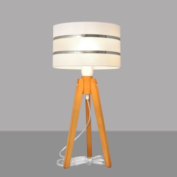Lámpara de mesa HELEN 1xE27/60W/230V blanco/cromo/roble