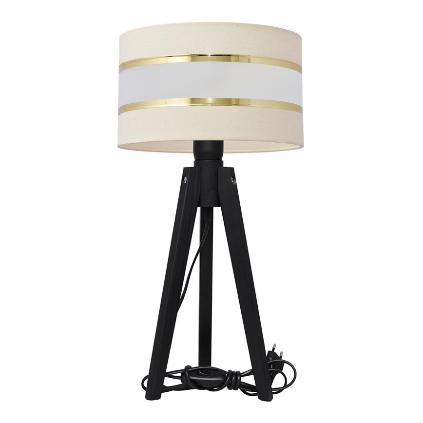 Lámpara de mesa HELEN 1xE27/60W/230V color crema/dorado/pino