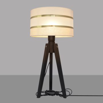 Lámpara de mesa HELEN 1xE27/60W/230V color crema/dorado/pino