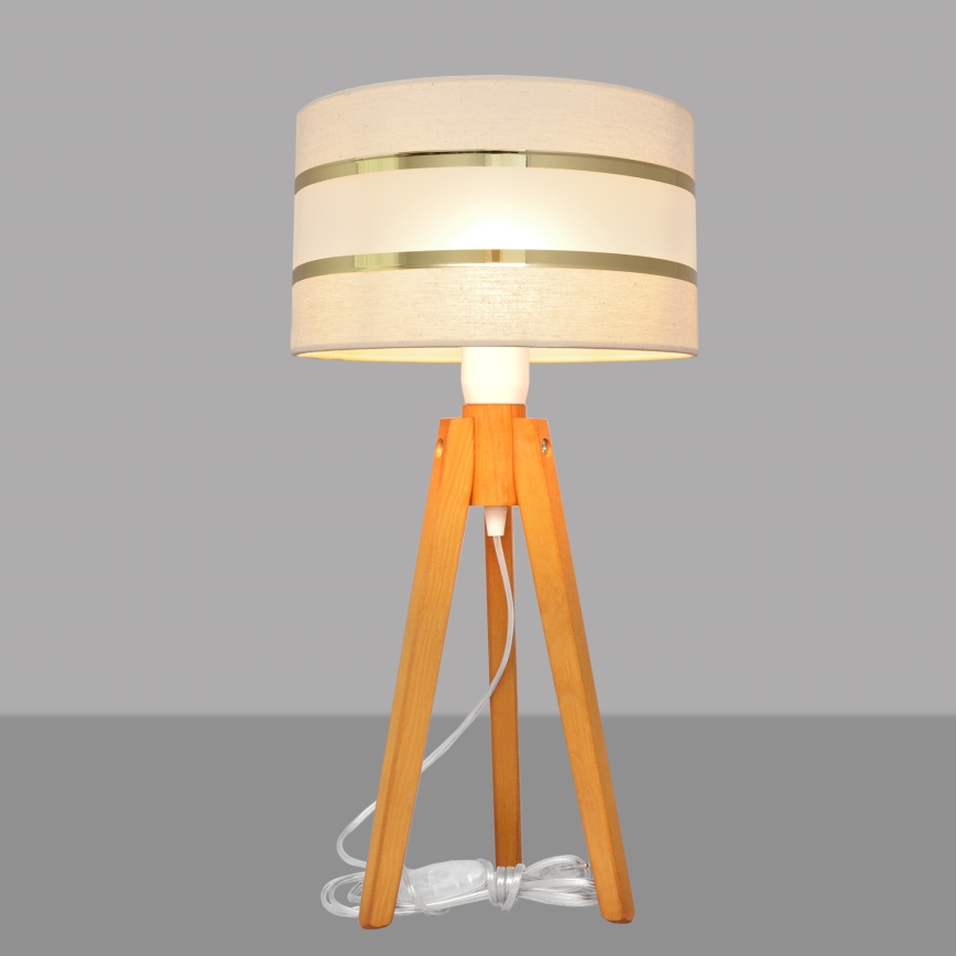 Lámpara de mesa HELEN 1xE27/60W/230V color crema/dorado/roble