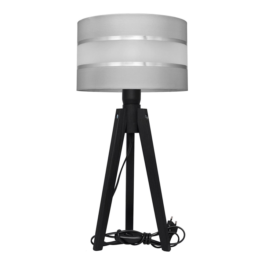 Lámpara de mesa HELEN 1xE27/60W/230V gris/cromo/pino