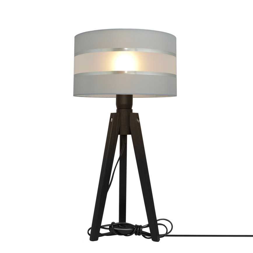 Lámpara de mesa HELEN 1xE27/60W/230V gris/cromo/pino