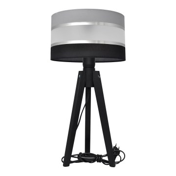 Lámpara de mesa HELEN 1xE27/60W/230V gris/negro/cromo/pino