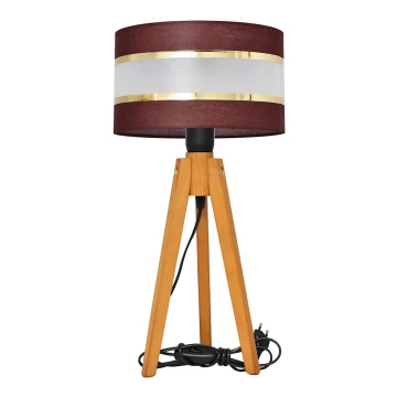 Lámpara de mesa HELEN 1xE27/60W/230V marrón/dorado/roble