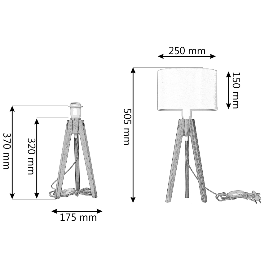 Lámpara de mesa HELEN 1xE27/60W/230V negro/cromo/pino