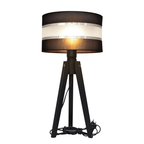 Lámpara de mesa HELEN 1xE27/60W/230V negro/cromo/pino