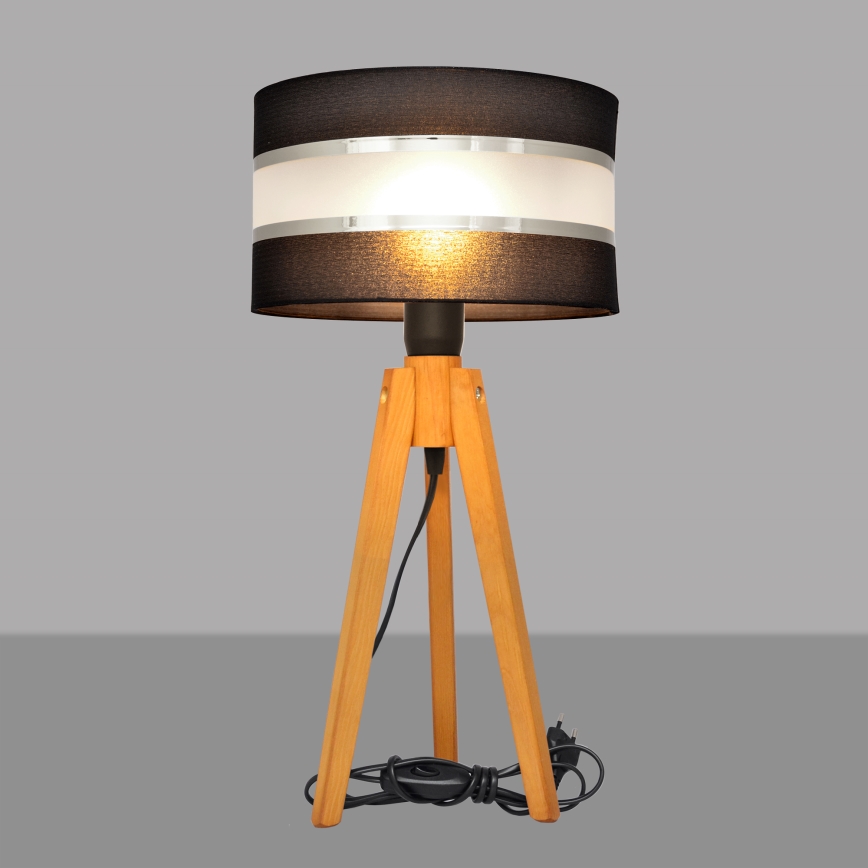 Lámpara de mesa HELEN 1xE27/60W/230V negro/cromo/roble