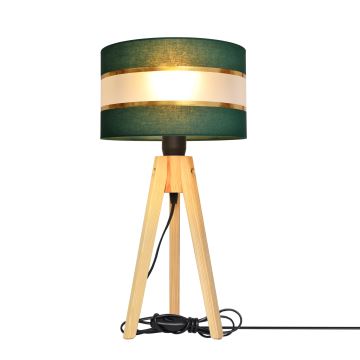 Lámpara de mesa HELEN 1xE27/60W/230V verde/dorado/pino