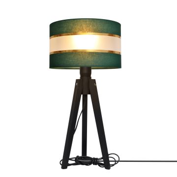 Lámpara de mesa HELEN 1xE27/60W/230V verde/dorado/pino