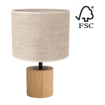 Lámpara de mesa KRETA 1xE27/25W/230V pino/beige - Certificado FSC