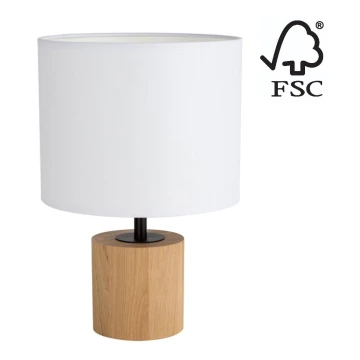 Lámpara de mesa KRETA 1xE27/25W/230V pino/blanco - Certificado FSC