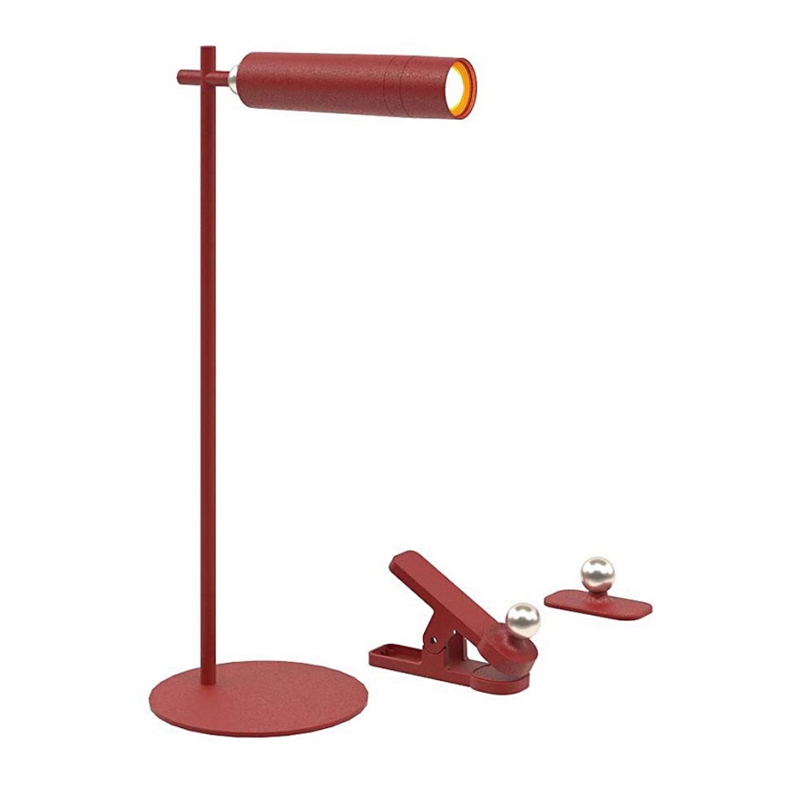 Lámpara de mesa LED magnética recargable y regulable 3en1 LED/3W/5V 4000K 1500 mAh rojo