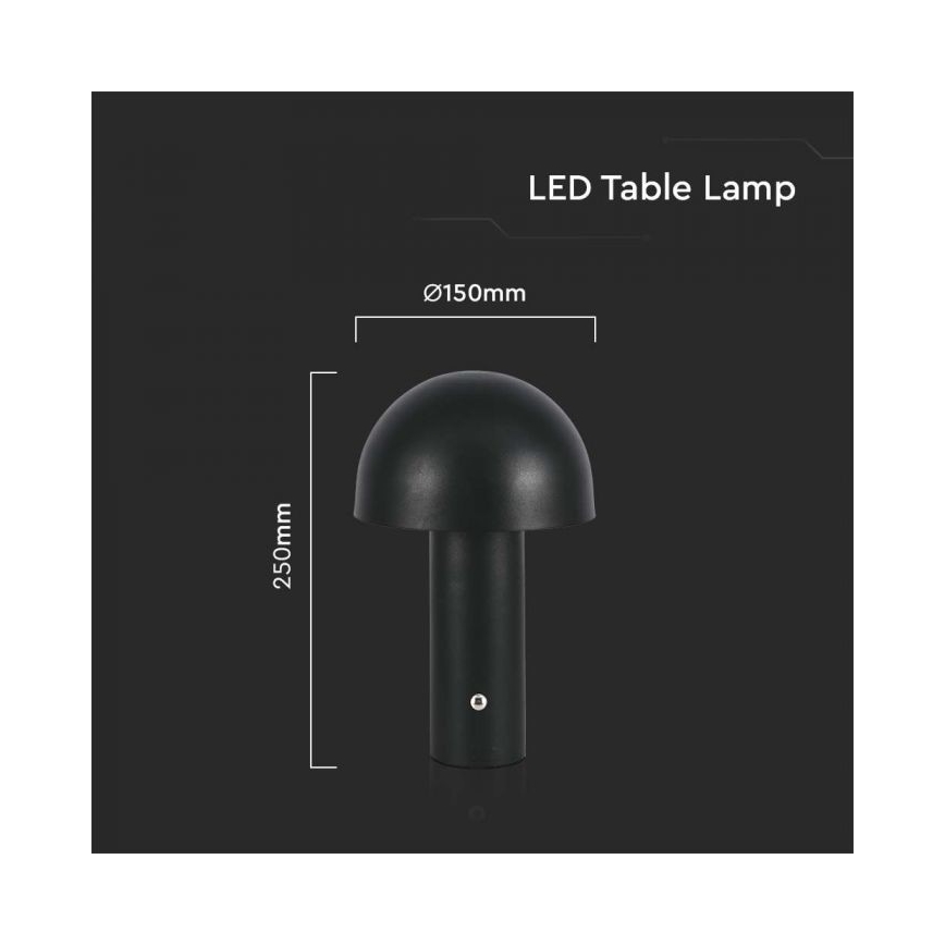 Lámpara de mesa táctil LED recargable y regulable LED/1W/5V 3000-6000K 1800 mAh negro