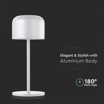 Lámpara de mesa LED regulable y recargable táctil LED/1,5W/5V 2700-5700K IP54 2200 mAh blanco