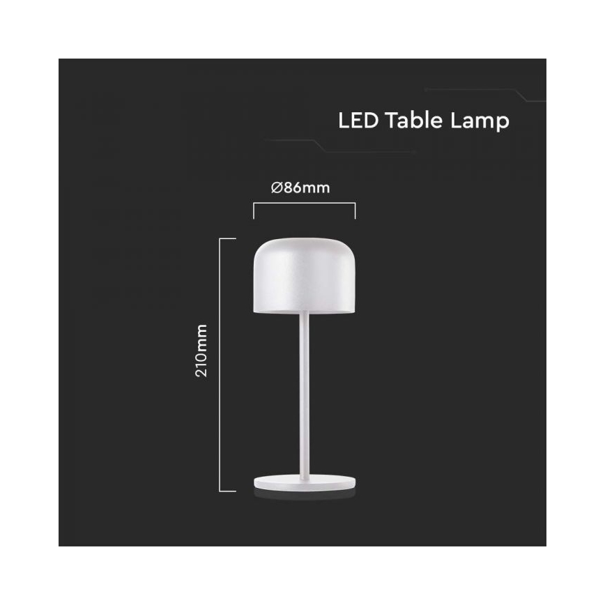 Lámpara de mesa LED regulable y recargable táctil LED/1,5W/5V 2700-5700K IP54 2200 mAh blanco