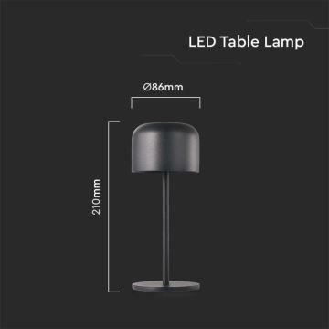 LED Lámpara de mesa táctil recargable y regulable LED/1,5W/5V 2700-5700K IP54 2200 mAh negro