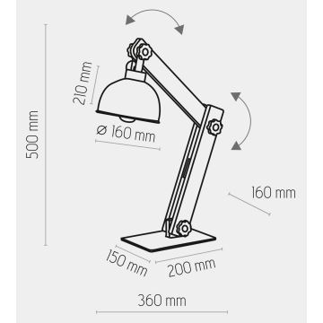 Lámpara de mesa OSLO 1xE27/60W/230V negro/madera