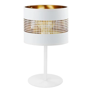 Lámpara de mesa TAGO 1xE27/15W/230V blanco/dorado