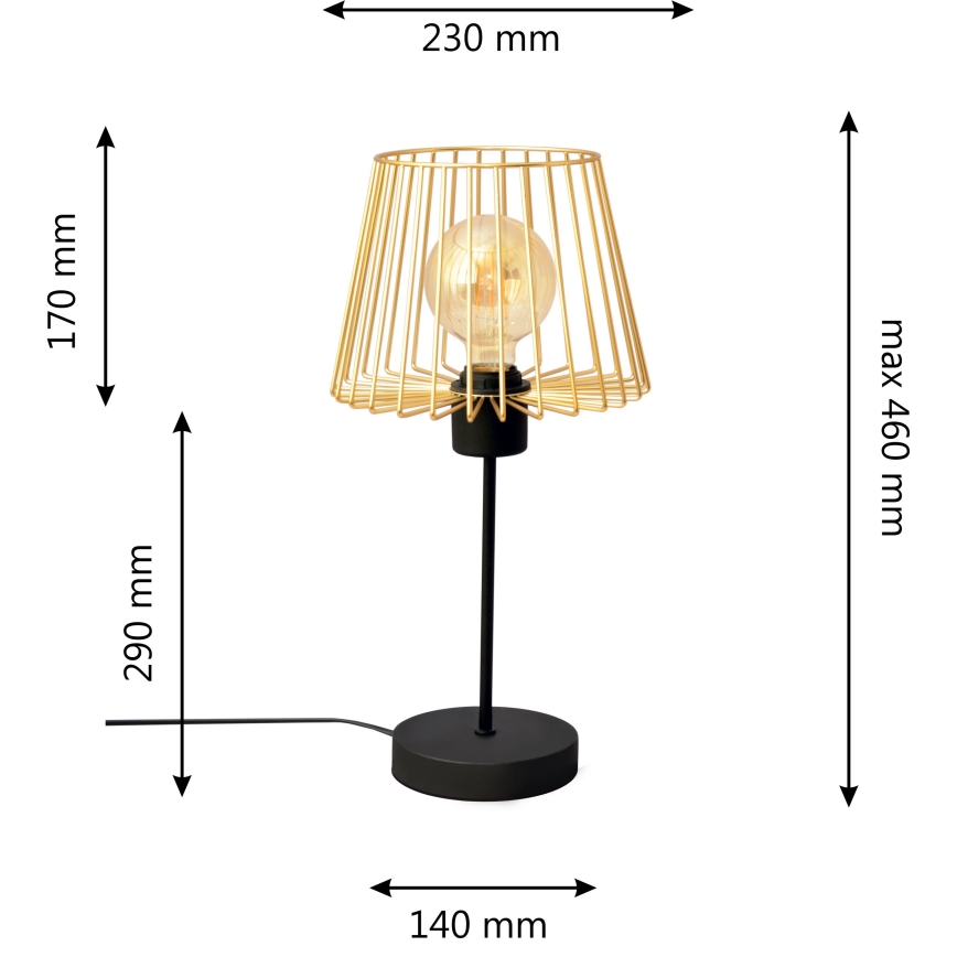 Lámpara de mesa TORRI 1xE27/15W/230V dorado/negro