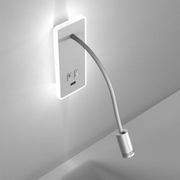 Lámpara de pared LED BASE 1xLED/8W+1xLED/2W/230V blanco