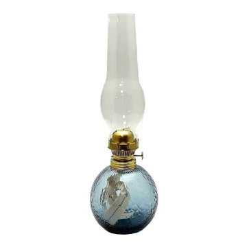 Lámpara de petróleo VANESA 38 cm azul Humo grano