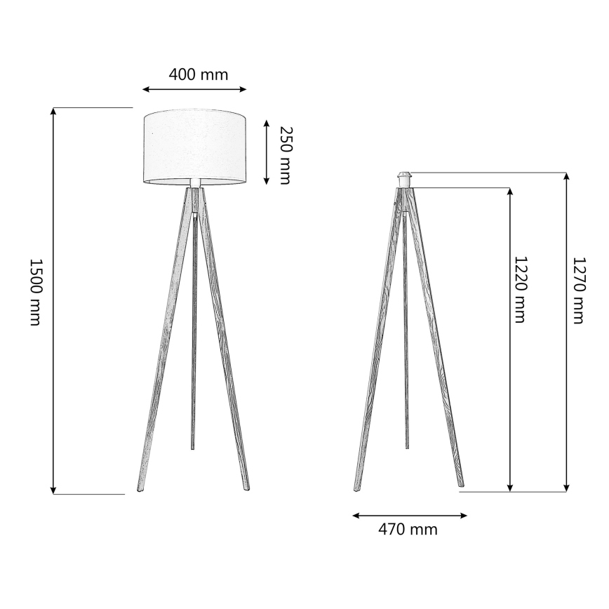 Lámpara de pie ALBA 1xE27/60W/230V blanco/dorado/pino