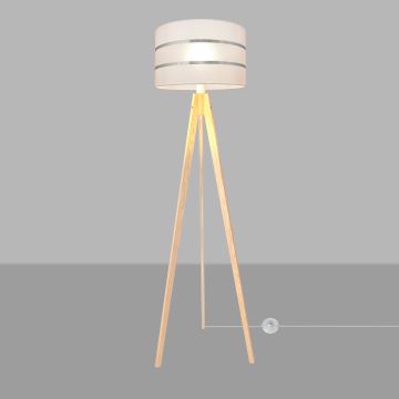 Lámpara de pie HELEN 1xE27/60W/230V blanco/cromo/pino