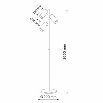 Lámpara de pie MARIBEL 3xGU10/12W/230V negro