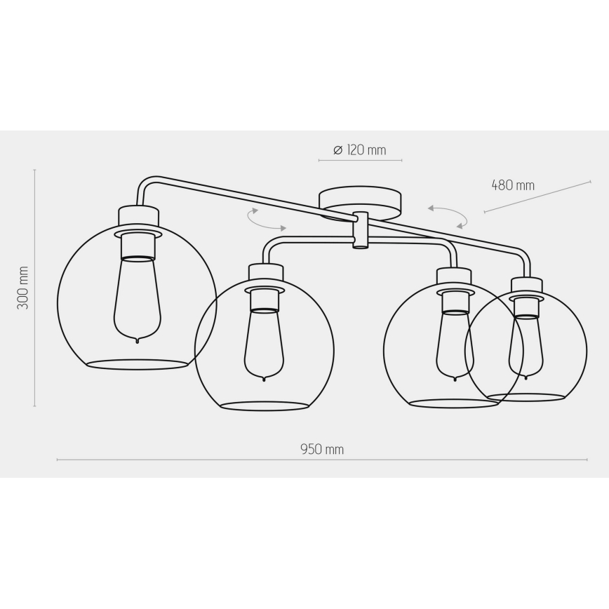 Lámpara de superficie BARI 4xE27/60W/230V