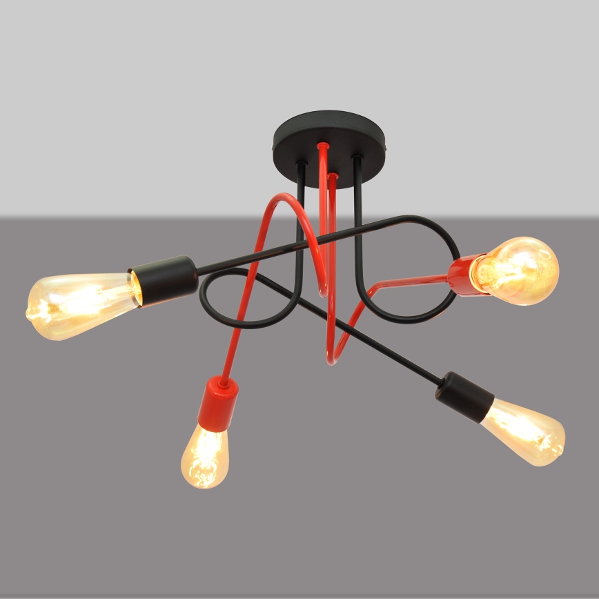 Lámpara de superficie OXFORD 4xE27/60W/230V negro/rojo