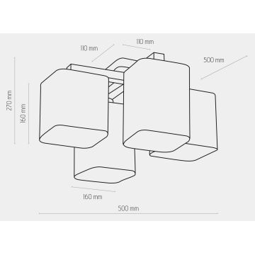 Lámpara de suspensión TORA 4xE27/15W/230V blanco