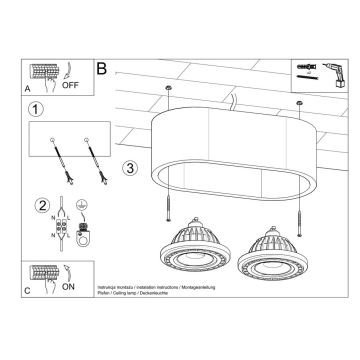 Lámpara de techo BASIC AR111 2xGU10/40W/230V concreto