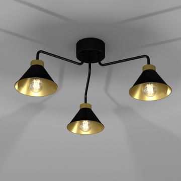 Lámpara de techo DEMET 3xE27/60W/230V negro/dorado