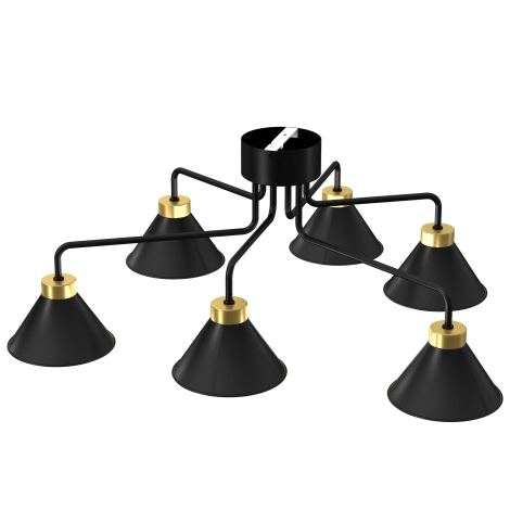 Lámpara de techo DEMET 6xE27/60W/230V negro/dorado