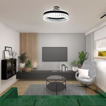 Lámpara de araña de cristal LED de superficie regulable LED/75W/230V 3000-6500K negro + control remoto