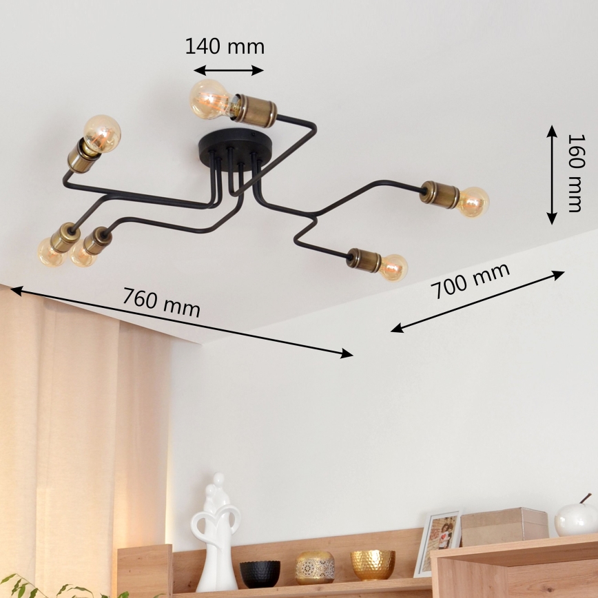 Lámpara de techo LED TUBE 6xE27/60W/230V