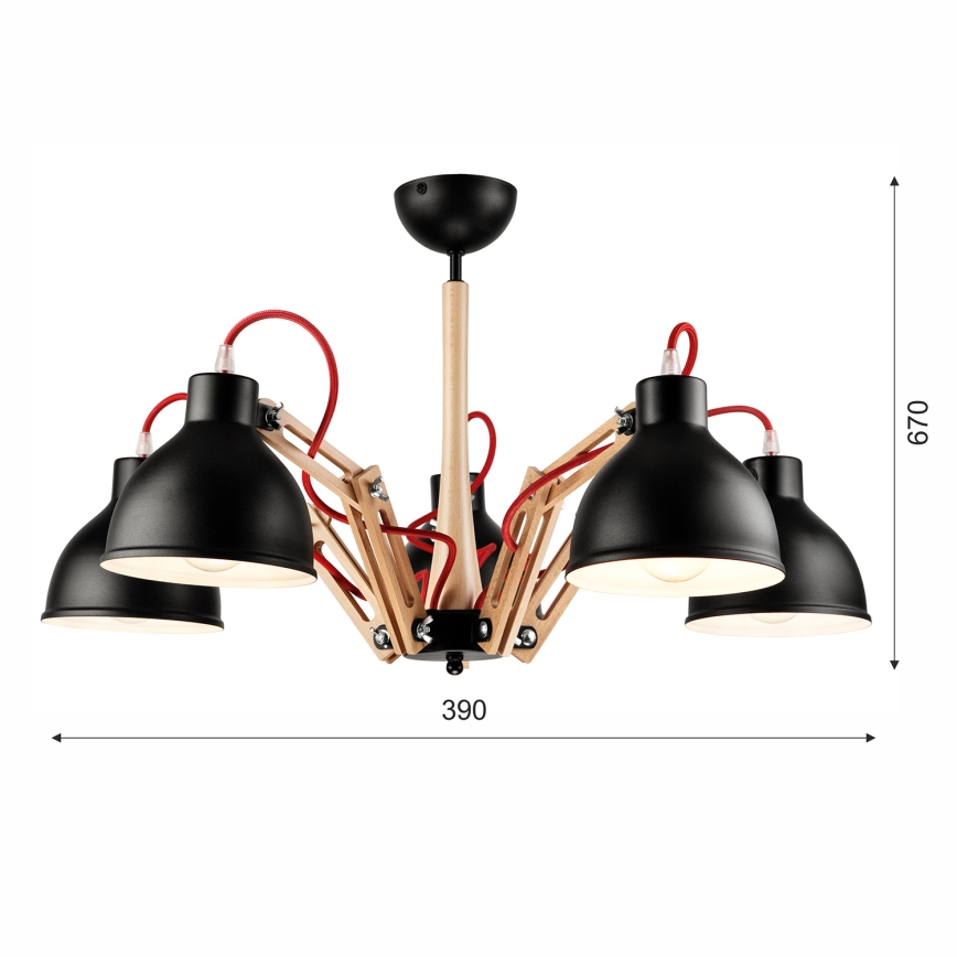 Lámpara de techo MARCELLO 5xE27/60W/230V haya - FSC Certificado