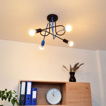 Lámpara de techo OXFORD 4xE27/15W/230V negro/azul