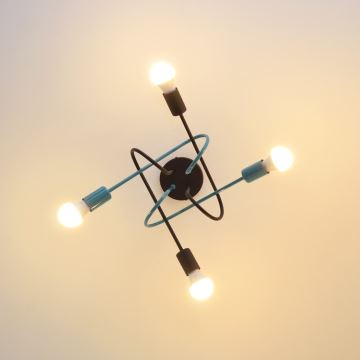 Lámpara de techo OXFORD 4xE27/15W/230V negro/turquesa