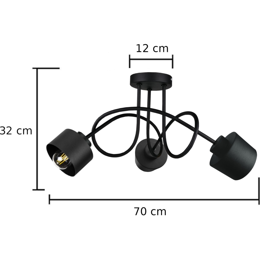 Lámpara de techo SIMPLY BLACK 3xE27/60W/230V