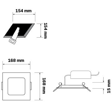 Lámpara empotrable LED RIGEL LED/10W/230V 4000K 16,8x16,8 cm negro