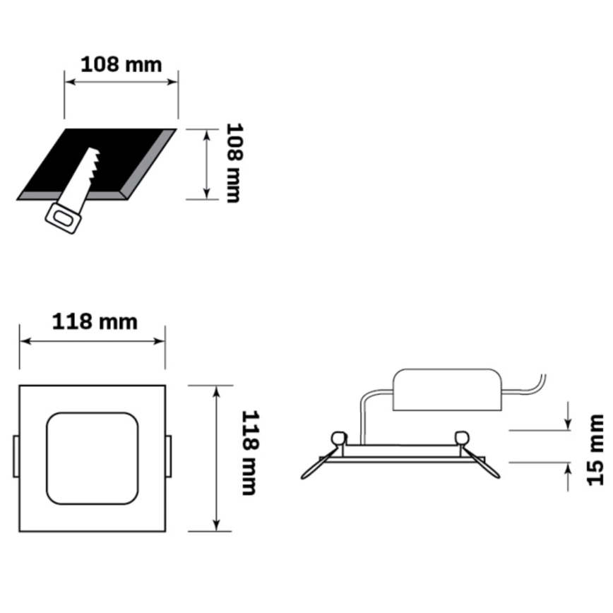 Lámpara empotrable LED RIGEL LED/4,8W/230V 4000K 11,8x11,8 cm negro