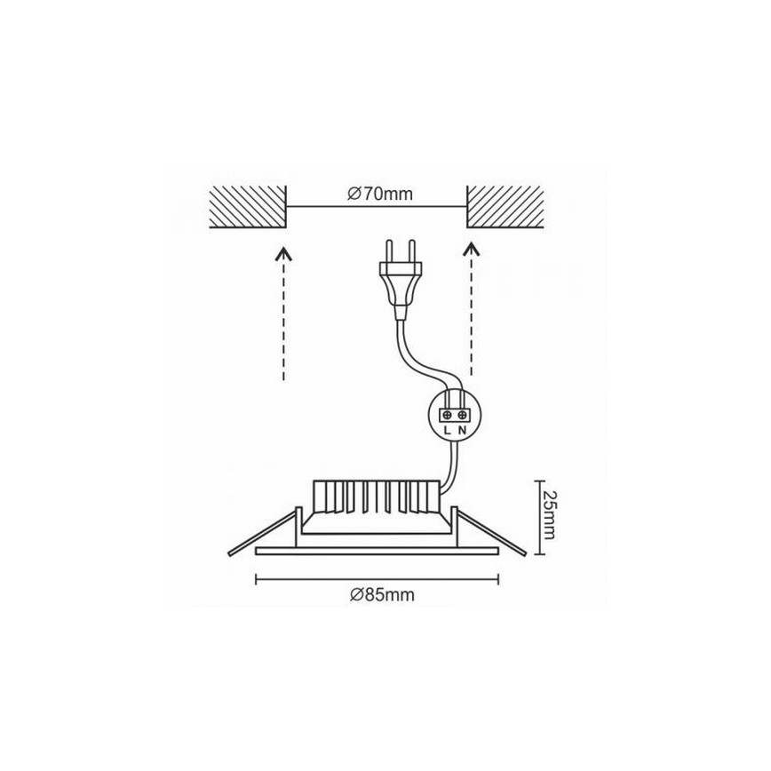 Lámpara empotrada LED para baños LED/7W/230V 4000K blanco IP44