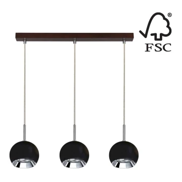 Lámpara LED colgante BALL WOOD 3xGU10/5W/230V - Certificado FSC